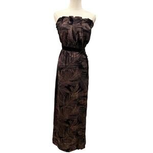 Rory Beca 100% Silk Strapless Maxi Dress 6 Black Brown Cocktail Party Luxury